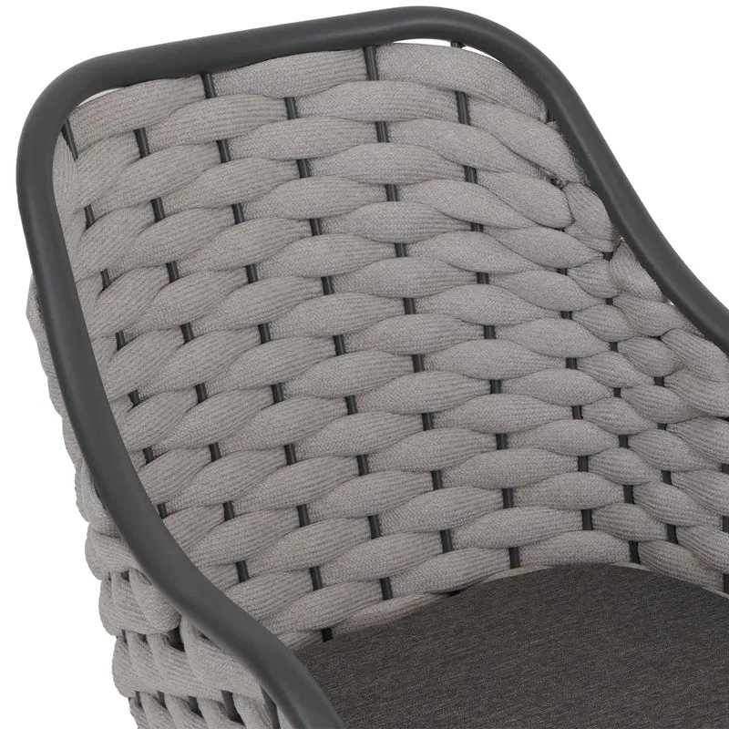 Lot de 2 chaises de jardin avec tressage épais et coussins gris foncé style moderne en aluminium gris 04_0009592