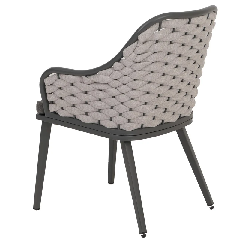 Lot de 2 chaises de jardin avec tressage épais et coussins gris foncé style moderne en aluminium gris 04_0009592