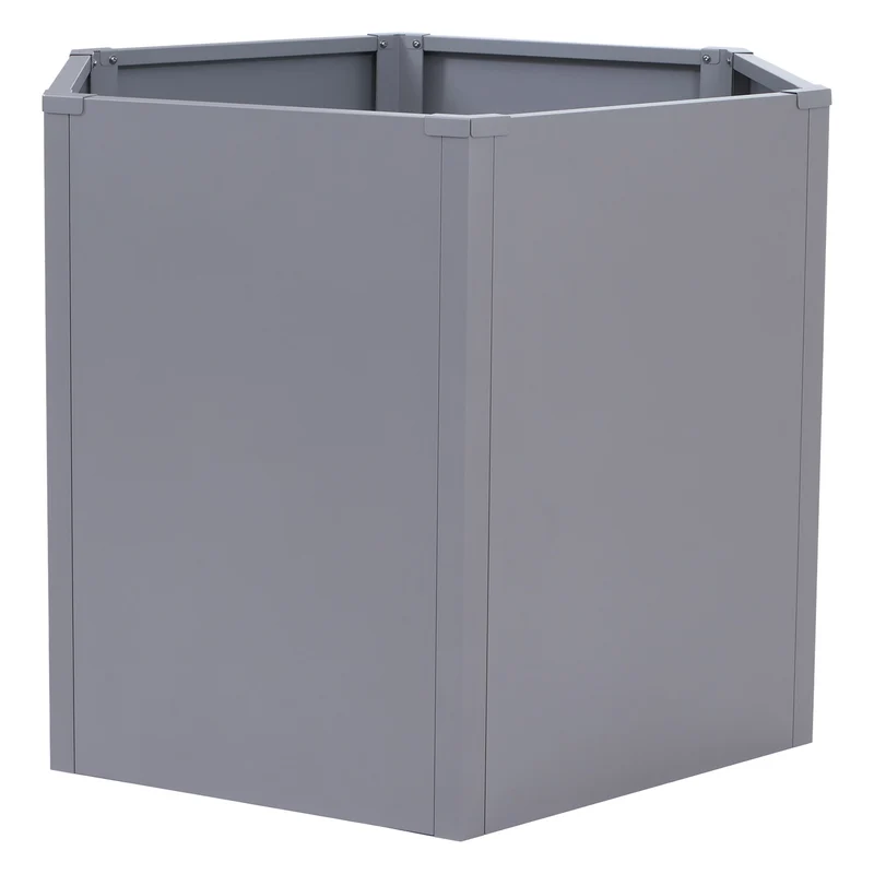 Lot de 3 carrés potagers surélevés bacs hexagonaux 1380 L 77x264x100 cm en acier galvanisé gris revêtement thermolaqué antirouille 04_0008850