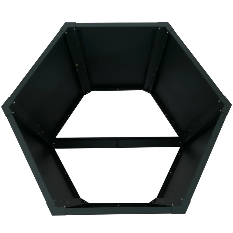 Lot de 3 carrés potagers surélevés bacs hexagonaux 1 380 L 77x264x100 cm en acier galvanisé vert revêtement thermolaqué antirouille 04_0008849