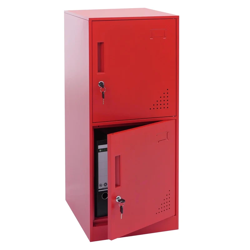 Armoire vestiaire métallique casier de rangement 2 portes 90x38x45 cm rouge 04_0008945