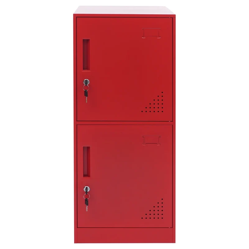 Armoire vestiaire métallique casier de rangement 2 portes 90x38x45 cm rouge 04_0008945