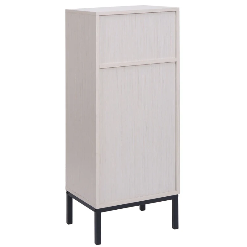 Commode de salle de bain petit meuble de rangement 98x39x30cm avec 1 porte et 3 compartiments MDF avec finition en mélamine beige 04_0009222