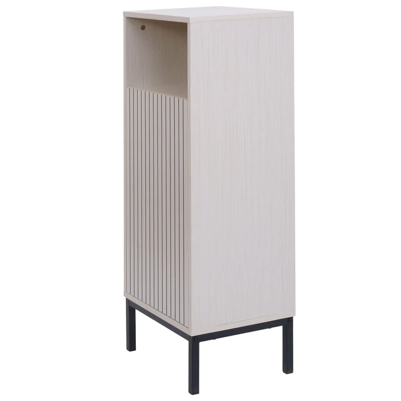 Commode de salle de bain petit meuble de rangement 98x39x30cm avec 1 porte et 3 compartiments MDF avec finition en mélamine beige 04_0009222