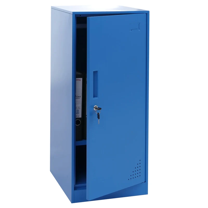 Armoire vestiaire métallique avec tringle et étagère amovible 90x38x45 cm acier bleu 04_0008959