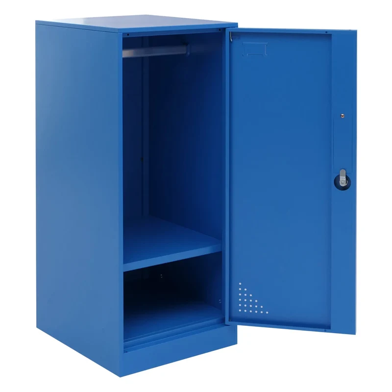 Armoire vestiaire métallique avec tringle et étagère amovible 90x38x45 cm acier bleu 04_0008959