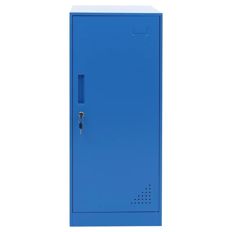 Armoire vestiaire métallique avec tringle et étagère amovible 90x38x45 cm acier bleu 04_0008959