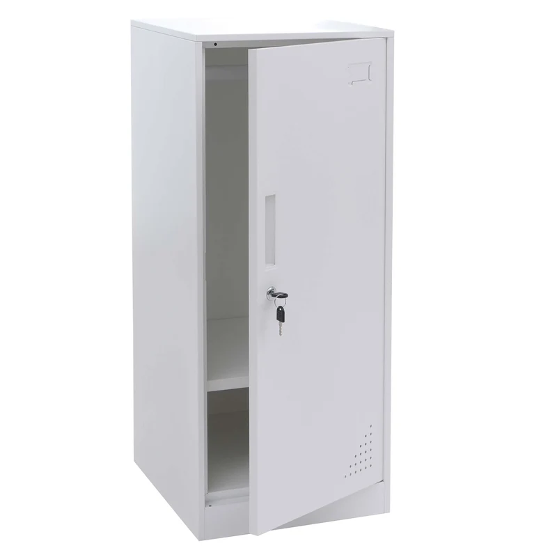Armoire vestiaire métallique avec tringle et étagère amovible 90x38x45 cm acier blanc 04_0008965