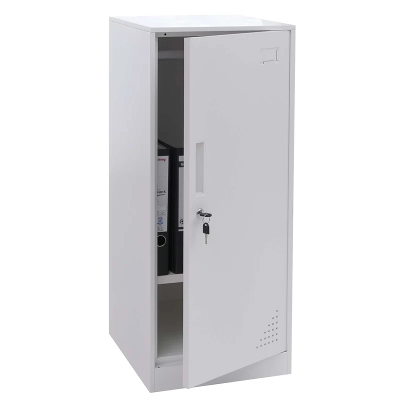 Armoire vestiaire métallique avec tringle et étagère amovible 90x38x45 cm acier blanc 04_0008965
