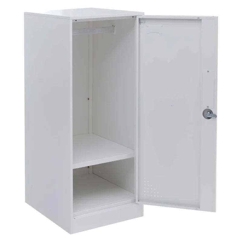 Armoire vestiaire métallique avec tringle et étagère amovible 90x38x45 cm acier blanc 04_0008965