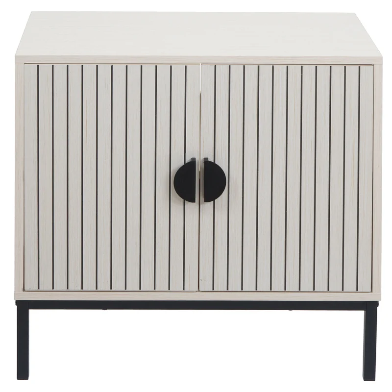 Meuble sous lavabo avec 2 portes Soft-Close 62x63x35 cm en MDF mélaminé beige structure métal 04_0009253
