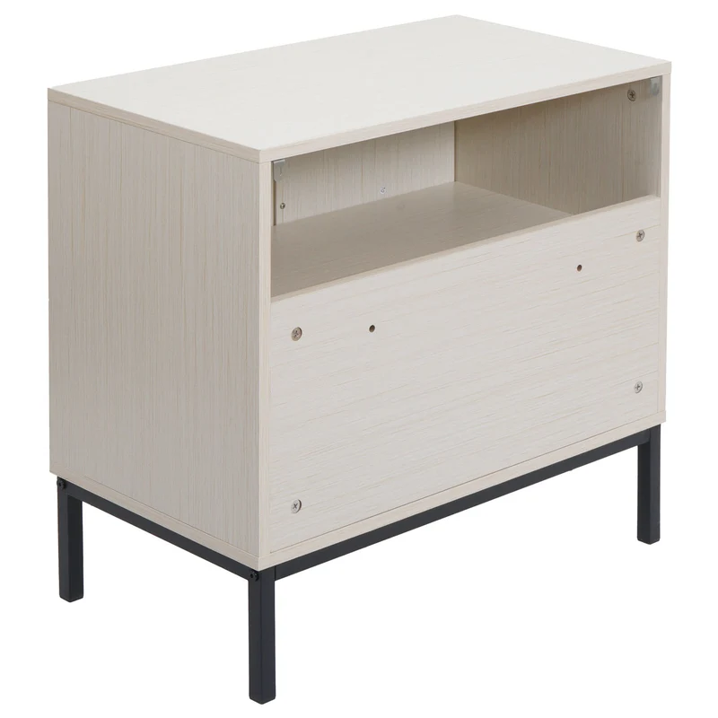 Meuble sous lavabo avec 2 portes Soft-Close 62x63x35 cm en MDF mélaminé beige structure métal 04_0009253