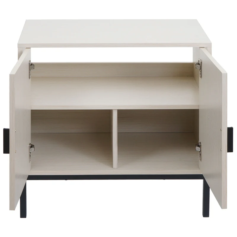 Meuble sous lavabo avec 2 portes Soft-Close 62x63x35 cm en MDF mélaminé beige structure métal 04_0009253