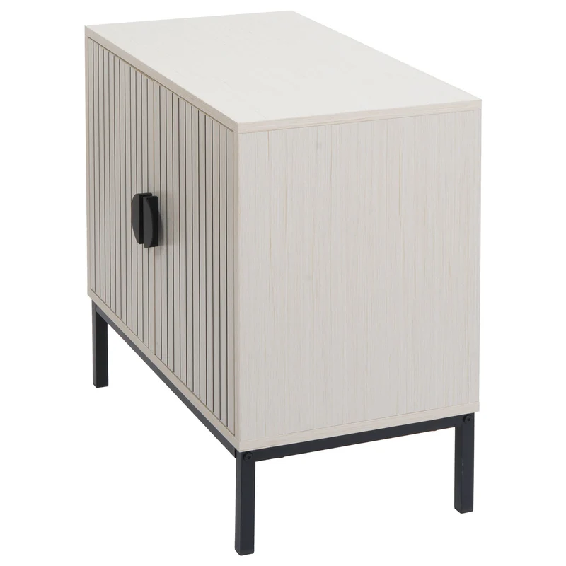 Meuble sous lavabo avec 2 portes Soft-Close 62x63x35 cm en MDF mélaminé beige structure métal 04_0009253