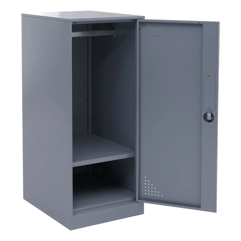 Armoire vestiaire métallique avec tringle et étagère amovible 90x38x45 cm acier gris 04_0008964