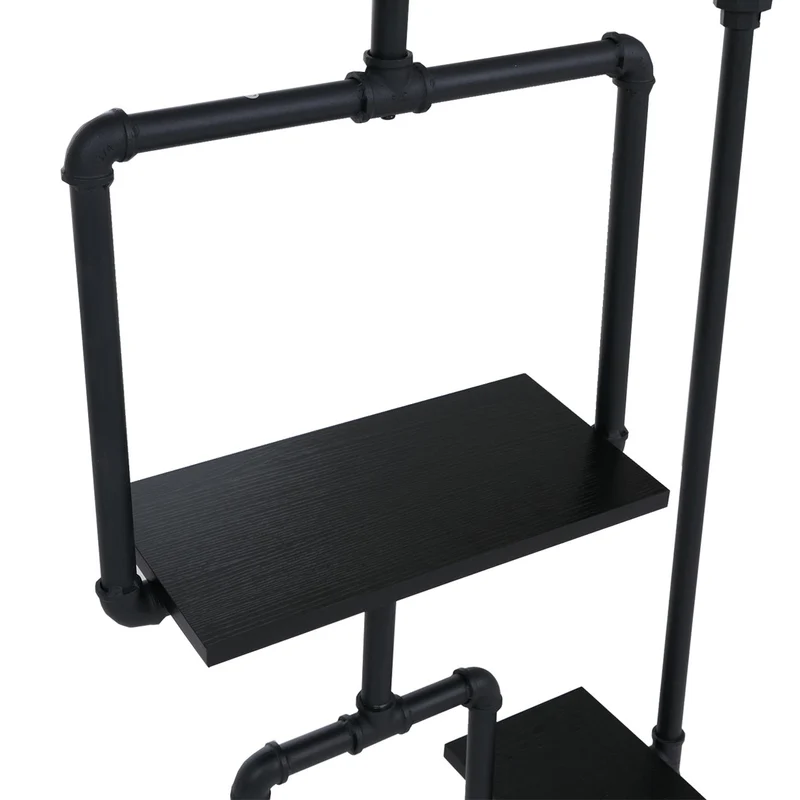 Bibliothèque séparateur de pièce style industriel 5 étagères 203 x 80 cm MDF noir et fer 04_0008756