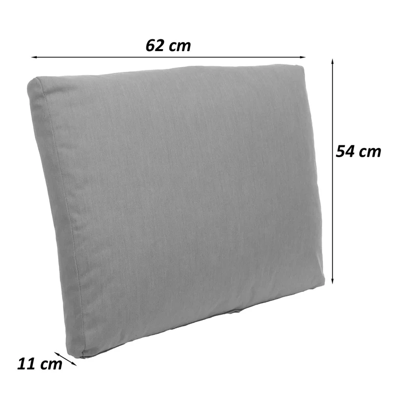 Coussin de dossier déhoussable et lavable garnissage mousse pour salon de jardin 62x54x11 cm housse en tissu gris clair 04_0009452