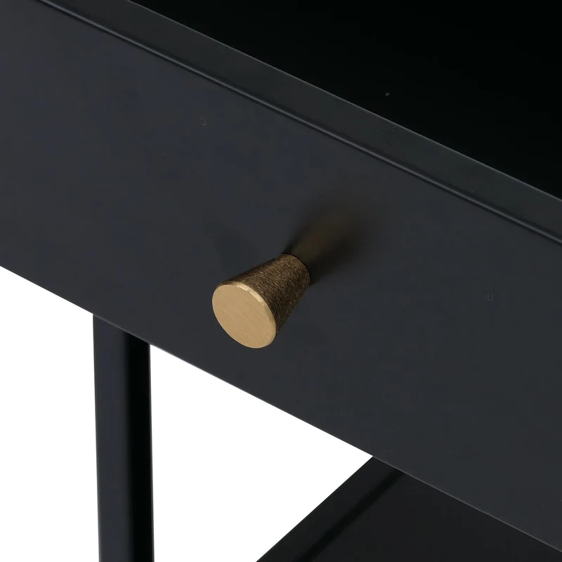 Table de chevet avec tiroir et compartiment ouvert 50x43x41 cm en acier thermolaqué noir 04_0008871