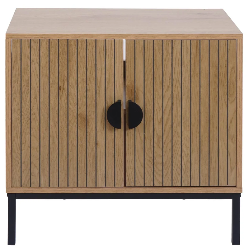 Meuble sous lavabo avec 2 portes Soft-Close 62x63x35 cm aspect bois naturel en MDF mélaminé structure métal 04_0009254