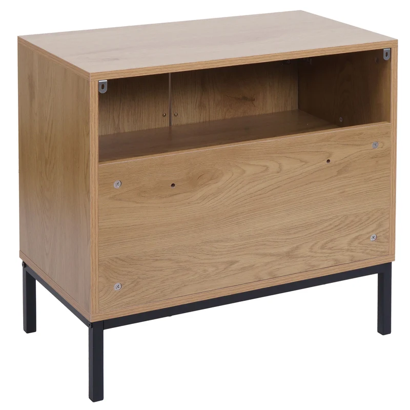 Meuble sous lavabo avec 2 portes Soft-Close 62x63x35 cm aspect bois naturel en MDF mélaminé structure métal 04_0009254