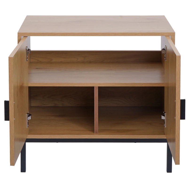 Meuble sous lavabo avec 2 portes Soft-Close 62x63x35 cm aspect bois naturel en MDF mélaminé structure métal 04_0009254