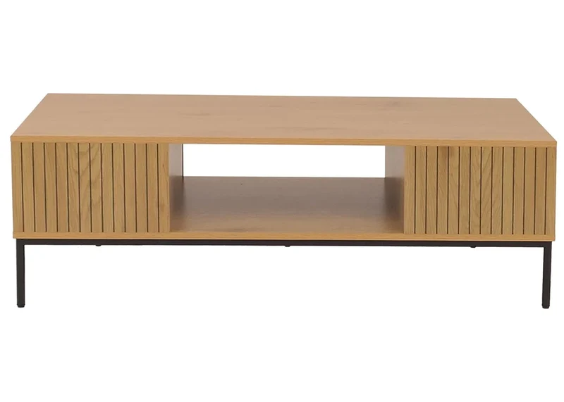 Table basse rectangulaire design épuré salon avec grande capacité de rangement 39 x 120 x 60 cm en MDF naturel 04_0009439