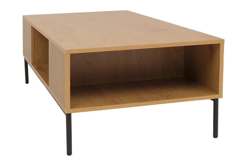 Table basse rectangulaire design épuré salon avec grande capacité de rangement 39 x 120 x 60 cm en MDF naturel 04_0009439