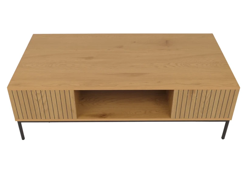 Table basse rectangulaire design épuré salon avec grande capacité de rangement 39 x 120 x 60 cm en MDF naturel 04_0009439