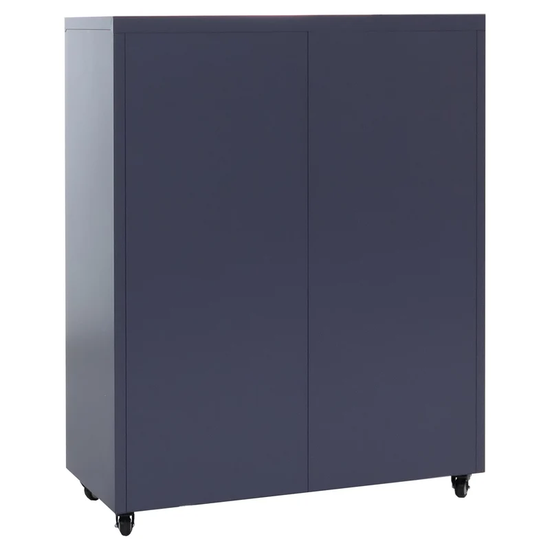Armoire de rangement en métal avec roulettes pratiques pour bureau 116 x 90 x 40 cm en acier gris foncé 04_0008878
