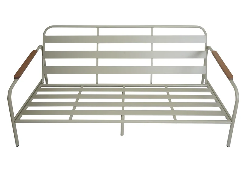 Canapé de jardin 3 places 81 x 184 x 81 cm en aluminium vert clair avec coussins beige 04_0009574