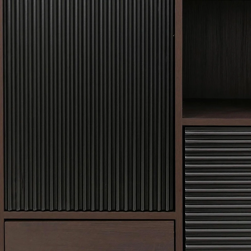 Armoire haute buffet avec portes et compartiments de rangement 138x79x40 cm MDF et métal finition mélaminée 04_0009199