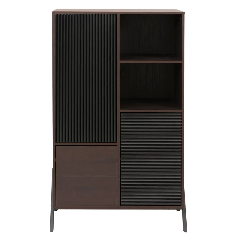 Armoire haute buffet avec portes et compartiments de rangement 138x79x40 cm MDF et métal finition mélaminée 04_0009199