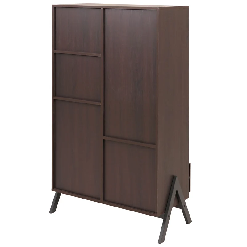 Armoire haute buffet avec portes et compartiments de rangement 138x79x40 cm MDF et métal finition mélaminée 04_0009199