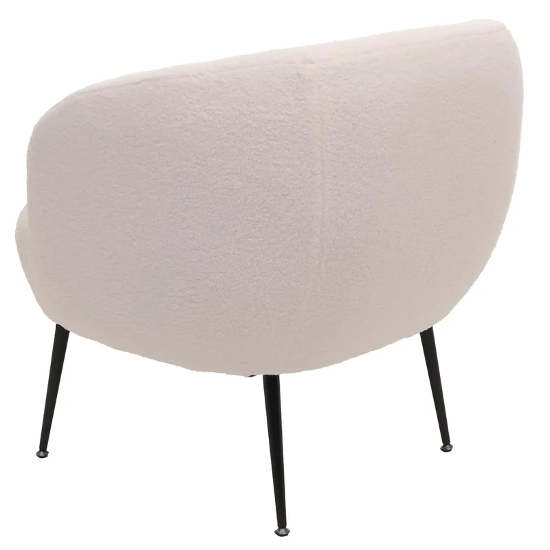 Fauteuil lounge dossier enveloppant et design arrondi en tissu bouclé blanc avec pieds métal 04_0009485