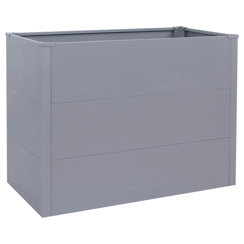 Lot de 3 bacs potagers surélevés 2 hexagonaux + 1 rectangulaire 1260 litres 77 x 286 x 88 cm acier galvanisé thermolaqué gris 04_0008897