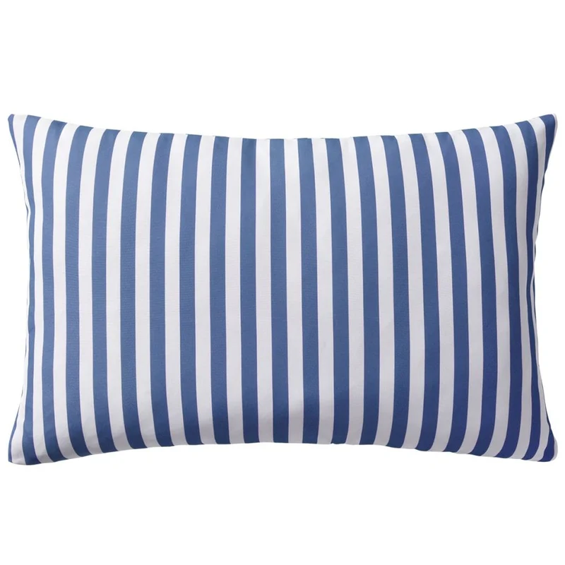Lot de 2 coussins oreiller pour extérieur décoration jardin 60 x 40 cm rayure bleu DEC020108