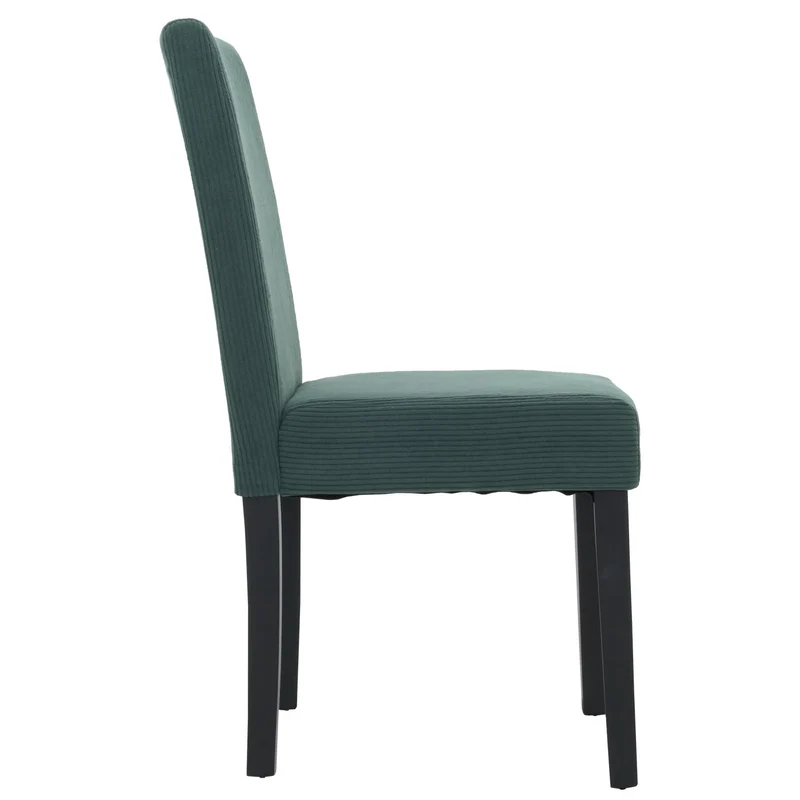 Lot de 2 chaises de salle à manger dossier haut en tissu velours côtelé vert pieds en bois foncés 04_0007330