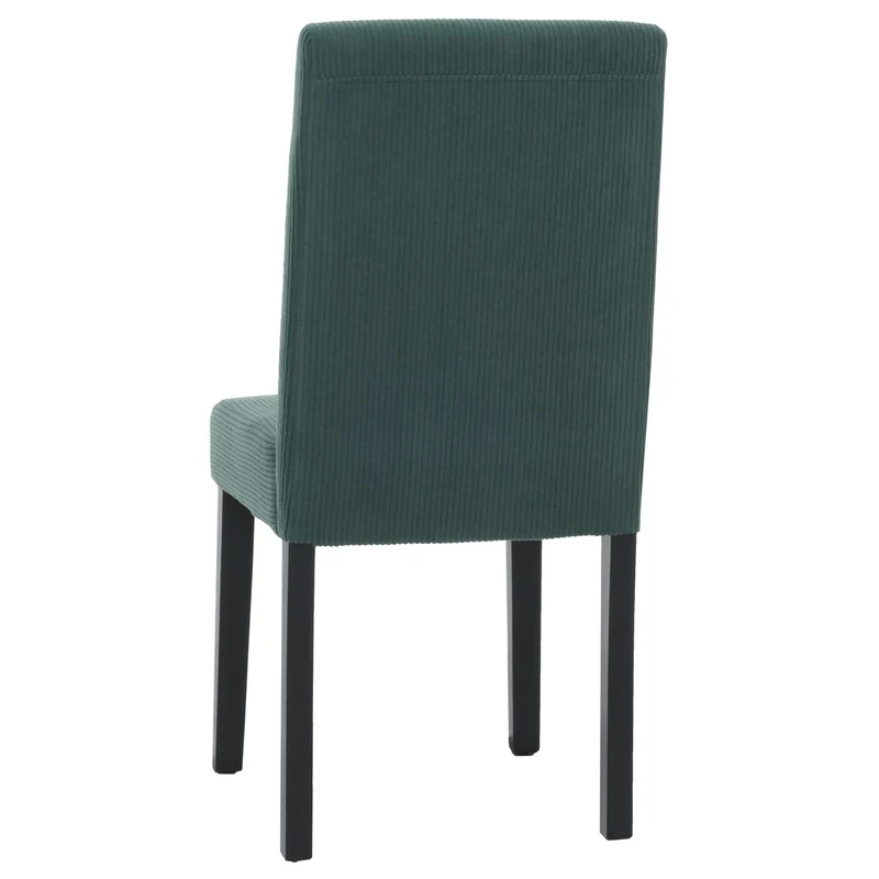 Lot de 2 chaises de salle à manger dossier haut en tissu velours côtelé vert pieds en bois foncés 04_0007330