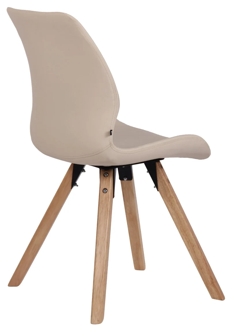Chaises de salle à manger x2 design scandinave en PVC crème et pieds en bois carrés clair 10_0007595