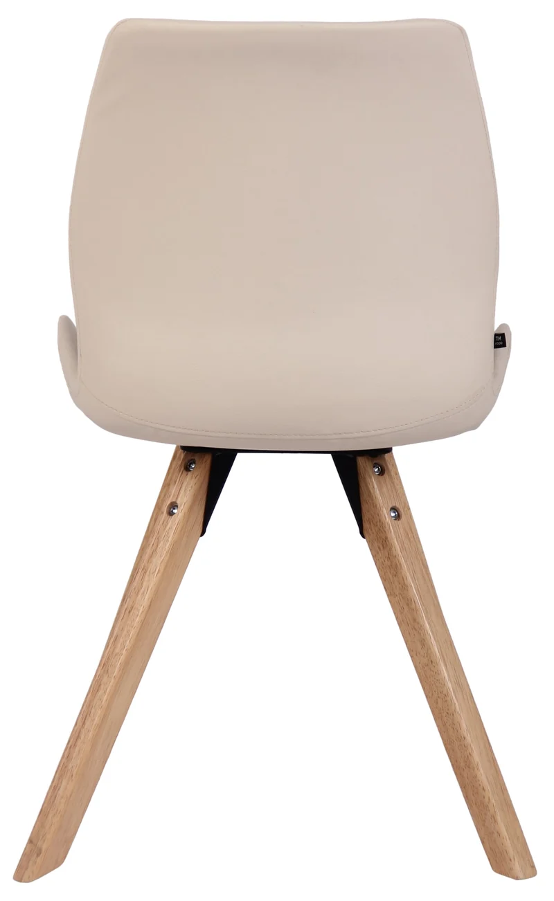 Chaises de salle à manger x2 design scandinave en PVC crème et pieds en bois carrés clair 10_0007595