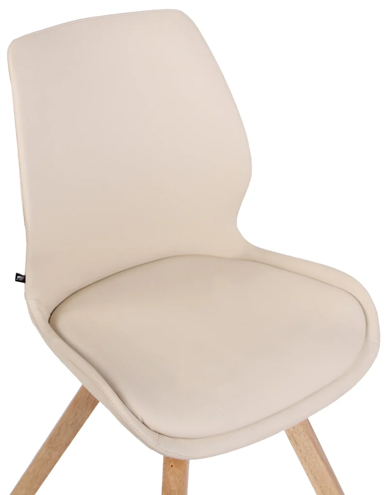 Chaises de salle à manger x2 design scandinave en PVC crème et pieds en bois carrés clair 10_0007595