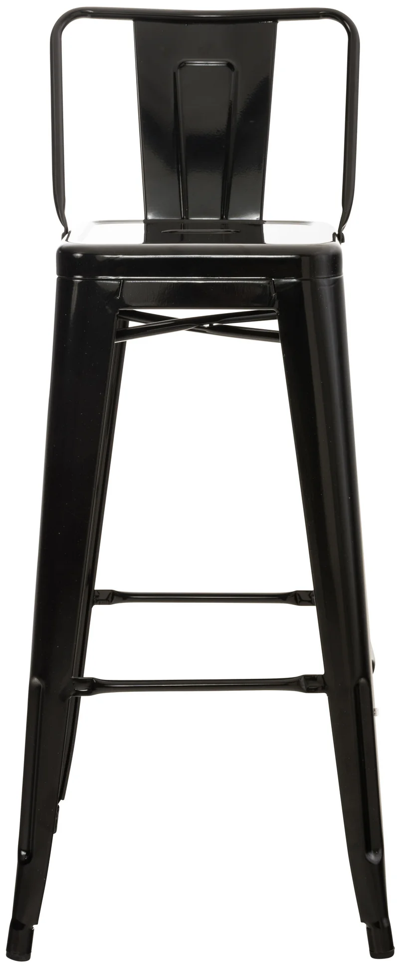 Tabouret de bar x1 avec repose-pieds et dossier en design industriel métal noir 10_0005711