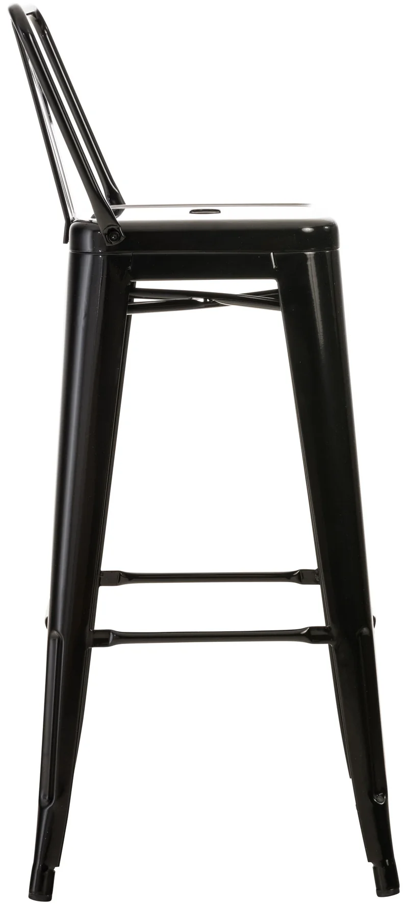 Tabouret de bar x1 avec repose-pieds et dossier en design industriel métal noir 10_0005711