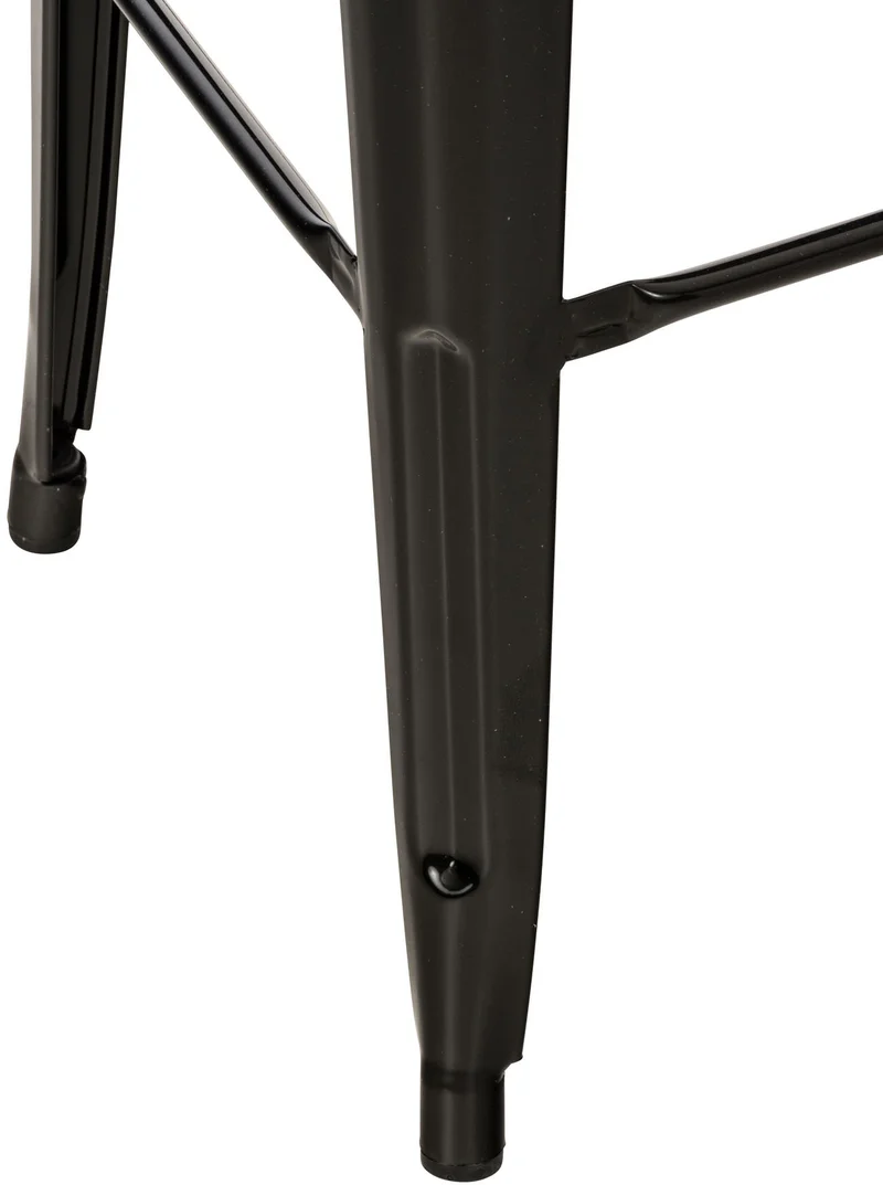 Tabouret de bar x1 avec repose-pieds et dossier en design industriel métal noir 10_0005711