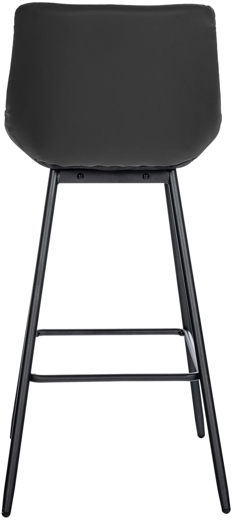 Tabouret de bar x1 avec repose-pieds revêtement en PVC noir piètement à quatre pieds en métal noir 10_0005458