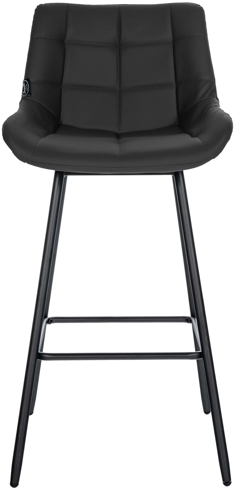 Tabouret de bar x1 avec repose-pieds revêtement en PVC noir piètement à quatre pieds en métal noir 10_0005458