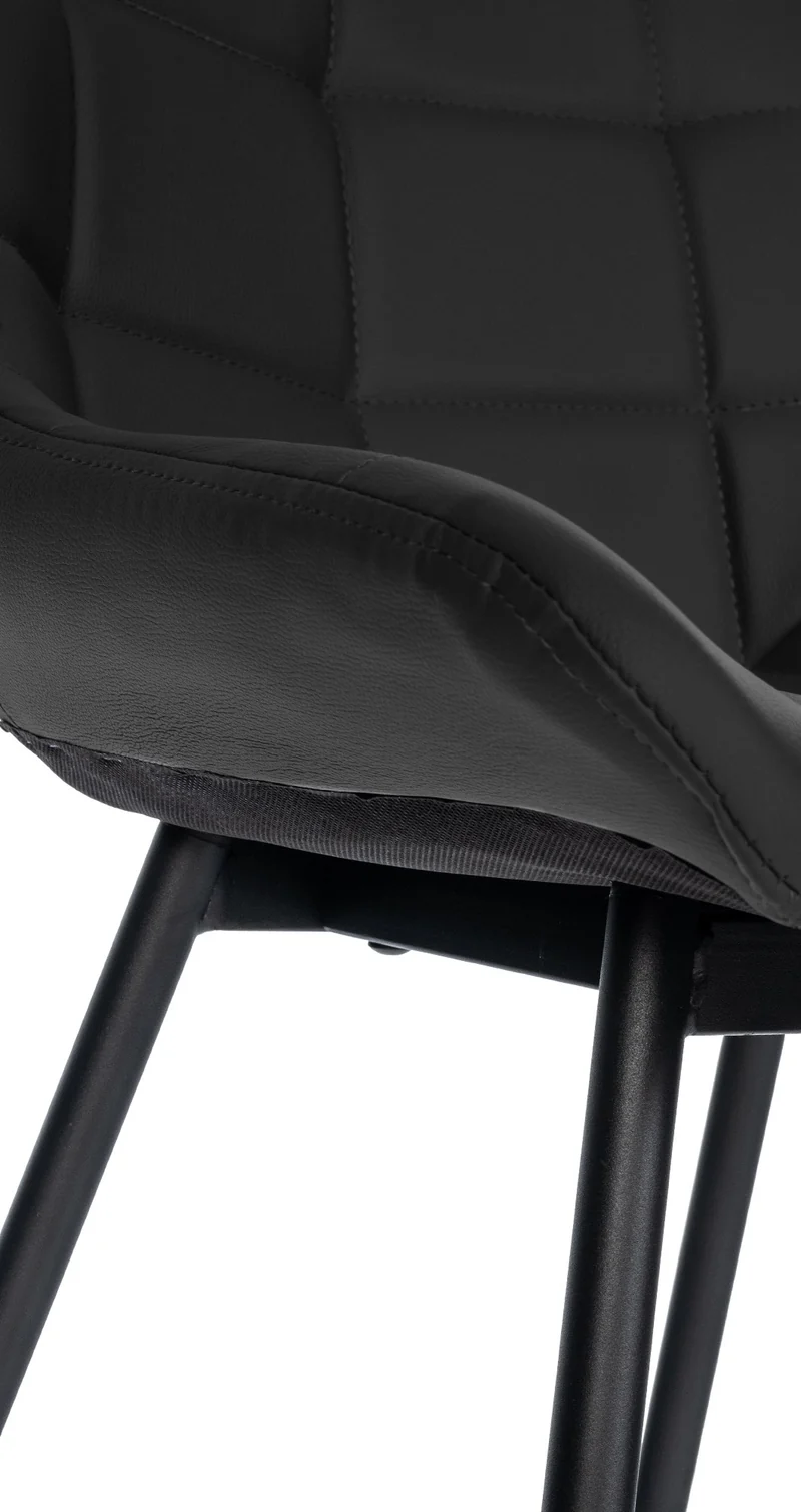 Tabouret de bar x1 avec repose-pieds revêtement en PVC noir piètement à quatre pieds en métal noir 10_0005458
