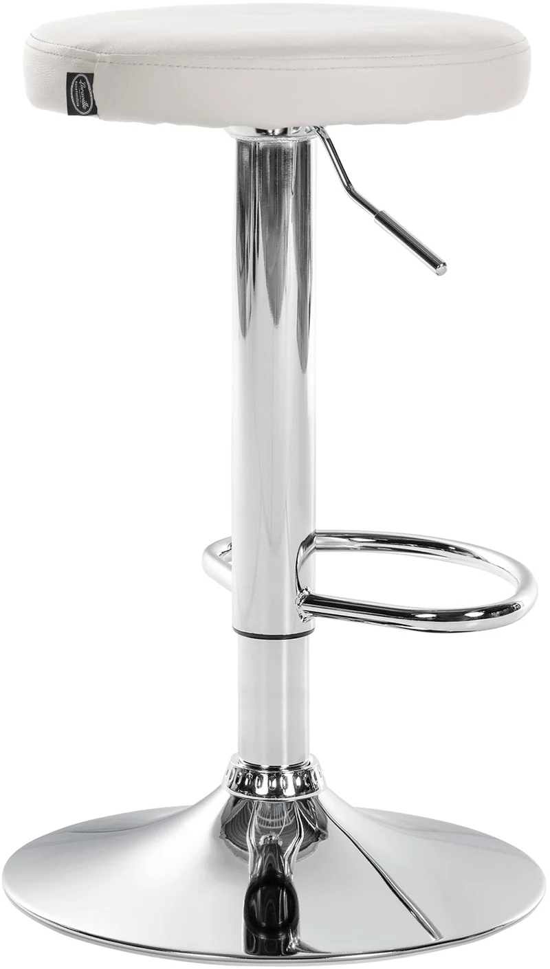 Lot de 2 tabourets de bar design simple avec assise en synthétique blanc et cadre métal chromé TDB10695