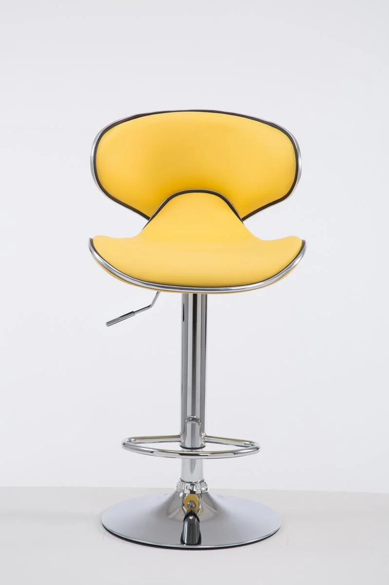 Tabouret de bar chaise de bar hauteur réglable avec repose pieds en synthétique jaune et métal 10_0000080