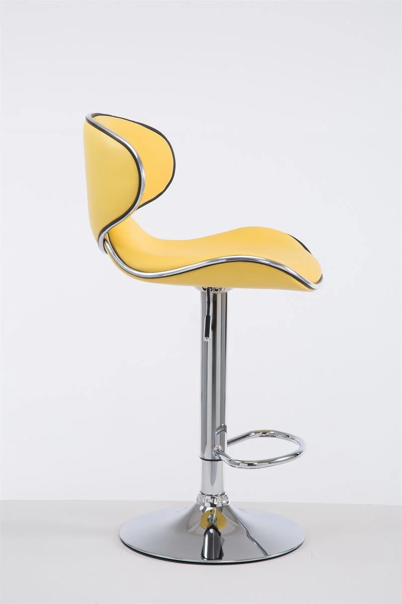 Tabouret de bar chaise de bar hauteur réglable avec repose pieds en synthétique jaune et métal 10_0000080